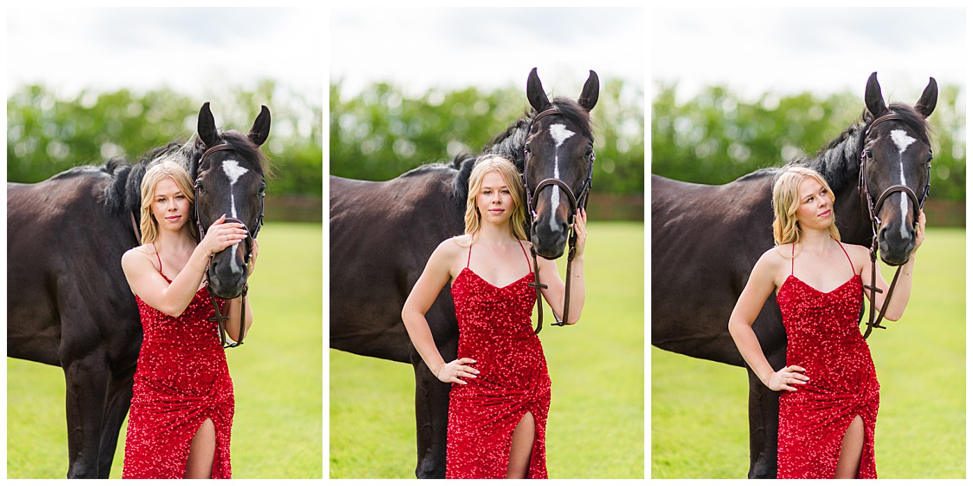 Red Dress, graduation portraits with horse