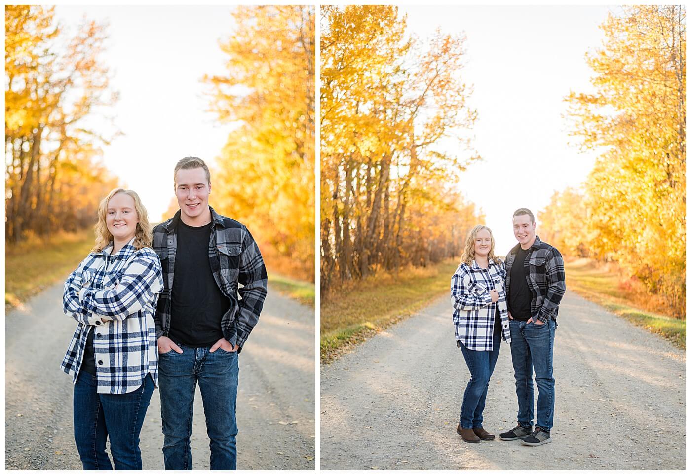 alberta portrait session, fall dirt road, siblings